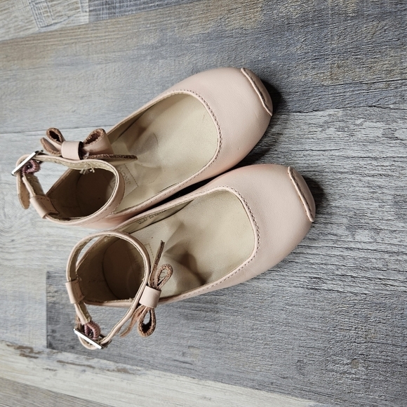 Janie and Jack Girls 6 Blush Pink Flats Bow at Ankle - Picture 1 of 11